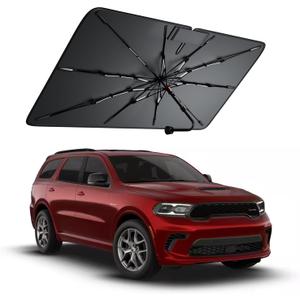 Windshield Sun Shade for Dodge Durango 20002026, Foldable Umbrella Sunshade with 100% UV Block, Multi-Layer Heat Insulation, Reinforced 10-Rib Frame, Keeps Car Cooler, Summer Car Accessory