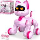 Robot Cat Interactive Toys for Girls: Remote Control Electronic Pink Kitty Pets - Robotic Can Dancing Touch Programmable Mechanical Cat for Kids Age 4-9 Christmas/Birthday Surprise Gifts