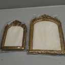 2 Pcs Gold Jewelry Display Stand Vintage Necklace Organizer Ring Holder Earring Tray Resin Jewelry Photography Props Frame with Velvet Backing for Gifts(White,Large,Small,Elegant)