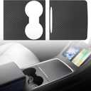 Farmogo Center Console Carbon Fiber Wrap Kit for Tesla Model Y 2020-2024 & Model 3 2021-2023 2PCS Center Console Cover Interior Decoration Wrap Kit for Tesla Model Y/3 Accessories (Matte Carbon Fiber)