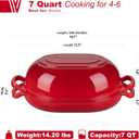 VORRINGARD Enameled Cast Iron Sourdough Bread Oven, Dutch Oven, Loaf Cast Iron Bread Pan for Homemade Bread Baking, Meatloaf Pan with Lid, 7QT, Red