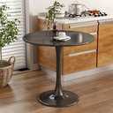 Black Round Table Modern Dining Table Tulip Round Kitchen Table Mid Century Coffee Table for Living Room, 31.5 inch