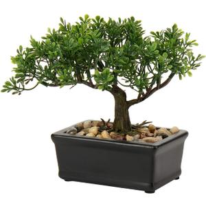 Artificial Bonsai Tree Juniper Faux Plants Indoor Small Fake Plants Decor with Ceramic Pots for Home Table Office Desk Bathroom Shelf Bedroom Living Room Farmhouse Decorations