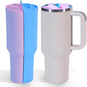 Compatible Stanley Cup 40 Oz 2 In 1 Beverage Separator - Divider Separate Flash Cups, Reusable Silicone Accessory For Parties, Casual, Outdoors, Office (Blue Purple)