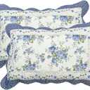 vctops 2-Piece Boho Cotton Quilted Bed Pillow Shams Floral Printed Patchwork Pillow Shams Set, Standard Size (510 Blue, 20"x28")