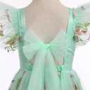 Toddler Flower Girl Dress for Wedding Floral Butterfly Daisy Flutter Sleeve Princess Birthday Tea Party Sundress (Green, S)