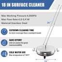 JANZ 18" Pressure Washer Surface Cleaner with 4 Wheels,1/4" Quick Plug, Stainless Steel Housing,2 Extension Wand Attachments, 3 Spray Nozzles and 2 Replacement Nozzles, 4000 PSI