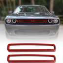 JeCar Grille Inserts ABS Grill Cover Trim Kit Exterior Accessories Compatible with Dodge Challenger 2015-2023, Red