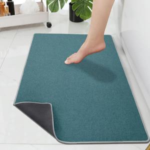 Yancorp 16"x26" Ultra Thin Bathroom Rugs,Kitchen Outdoor Bath Mat Non Slip Fit Under Door Super Absorbent Shower Rug Washable Indoor Door Mat Small (Dark Green)