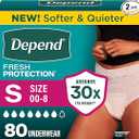 Depend Fresh Protection Adult Diapers, Incontinence Underwear for Women, Disposable, Maximum, Small, Blush, 80 Count (2 Packs of 40)