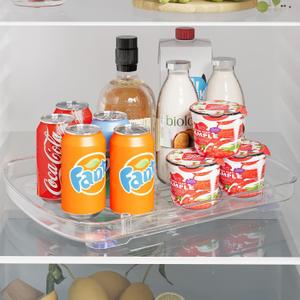 HIYOHIYO Clear Lazy Susan Organizer for Refrigerator Rectangular Fridge Turntable Organizers and Storage Pull Out & 360Rotating for Cabinet, Pantry, Kitchen, Table, Bathroom (1-Pack 13.7"x10.2")