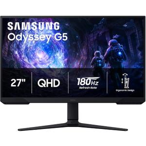 Samsung 27" Odyssey G5 (G51F) Gaming Monitor - QHD (1440P), 180Hz, 1ms, AMD FreeSync, HDR10, Height Adjustable Stand, Black Equalizer, Virtual Aim Point, Auto Source Switch+, LS27FG512ENXZA