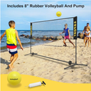 10 FT Mini Portable Tennis Net Equipment Set with Rubber Volleyball,Pump and Potable Carry Bag.Adjustable Height 2.7FT-5.1FT for Badminton Net, Volleyball Net,Soccer Net,Pickleball Net