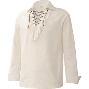 FURPHI Mens Vampire Shirt Victorian Pirate Ruffle Top Renaissance Poet Shirt Medieval Costume (Small)