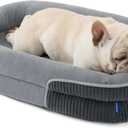 Bedsure Orthopedic Dog Bed Medium Size Dog - 360 Oval Bolster Medium Dogs Beds for Senior Dogs with Waterproof Washable Cover, Comfort Pet Sofa Couch with Ultra-Soft Fleece, Grey, 30"