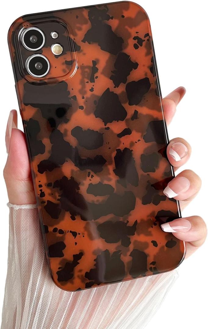 Compatible with for iPhone 12 Case, Tortoise Shell Retro Amber Brown Cheetah Print Leopard, Fashion Classic Soft TPU Protective Shockproof Case for iPhone 12 6.1 ''Color1