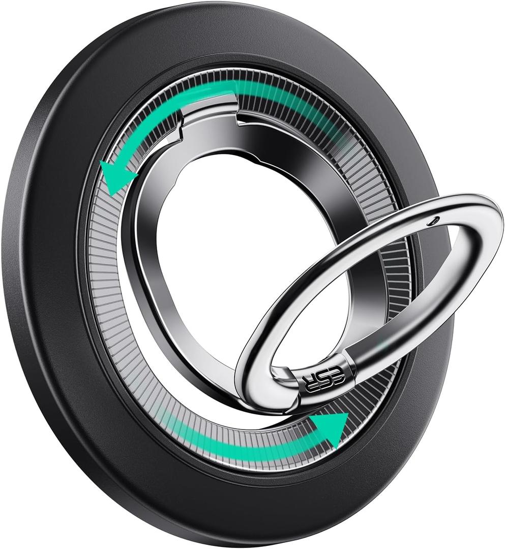 ESR for MagSafe Phone Grip, Dual-Side Magnetic Phone Grip,360 Adjustable Thin Magnetic Ring Holder Stand,for iPhone 17e/17-12, Samsung, All Phones, MagSafe Accessories (2 Metal Rings Included) (Black)