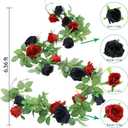 Greentime 2 Pack Black Red Artificial Rose Flower Garland 13ft Gothic Elegant Valentine's Day Decor Fake Rose Vine Gift for Her Home Wedding Arch Party Wall Table Birthday Decoration