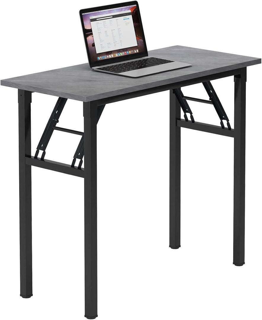 Need Small Desk 31 1/2" No Assembly Foldable Writing Table,Sturdy and Heavy Duty Folding Computer Desks for Small Space/Home Office/Dormitory AC5LB(80 * 40) (Gray & Black Frame)
