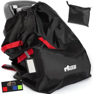GORILLA GRIP Car Seat Travel Bag for Airplane Gate Check, Easy Carry Backpack Bags Cover Carseats, Infant Baby Carriers and Toddler Booster Seats for Airport, Child Air Travels Airport Essential, Red (34 x 18 Inch)