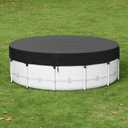 14 Ft Round Pool Cover for Metal Frame Above Ground Pools - Upgraded Windproof Design Compatible with Intex/Bestway Frame Above Ground Outdoor Swimming Pool (Black)