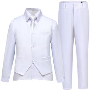 Boys Suit Kids Suits Tuxedo for Boys Toddler Vest Pants Set Ring Bearer Outfit Dress Clothes, 7Y