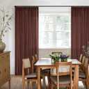 Chestnut Brown 84 Inch Pinch Pleated Linen Curtains 2 Panel Set for Living Room Thick Linen Textured Drapes 84 Inches Long Pinch Pleat Drapes Semi Sheer Curtain for Dining Bedroom Office Rust Maroon