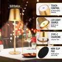 Retisee 12 Pack Cordless Table Lamp Portable Rechargeable Lamp, Gold