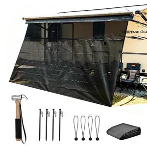 RV Awning Sun Shade Screen with Zipper, Size: 8'x16'3"