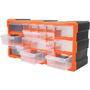 22 Drawer Plastic Storage Unit, Versatile Organizer for DIY Tools Screws Small Parts Wall Mountable Stackable Translucent Removable Dividers for Customised Organisation