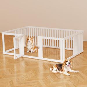 10 Pcs DIY Plastic Acrylic Dog Playpen with Clear Dog Gate, Clear Acrylic Dog Playpen for Indoor Easy to Assemble and Disassemble，23.6" Height