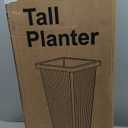 Tall Black Planters Outdoor Set of 2, Large Outdoor Tall Planters Pots with Tray, Modern Tapered Flower Planter for Front Porch, Patio, Garden (24", Ribbed)