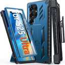 FNTCASE for Samsung Galaxy S25-Ultra Case: Military Grade Rugged Cell Phone Cover with Kickstand & Belt Clip Holster | Shockproof TPU Protection Bumper Design for S25 Ultra Cases 6.9 inch(Blue)