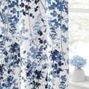 KGORGE Farmhouse Blackout Curtains - Sunlight/UV Ray Reduce Privacy Window Curtains & Draperies Watercolor Boho Pattern for Bedroom Living Room Art Gallery Salon Decor, Blue, W 52 x L 63, 2 Pcs