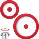 Universal Lids for Pots, Pans and Skillets Fits 7",8",9",10",11",12" Cookware, Replacement Pan Lid with Tempered Glass and Heat-Resistant Silicone Edge,Durable Frying Pan Cover