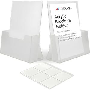 TRAKAS& Brochure Holder 8.5 x 11, 12 Parts Acrylic Sign Holder, Document Holder 10pcs Double Sided Sticky Tape Dots Including, Acrylic Stand, brochure Display Stand.