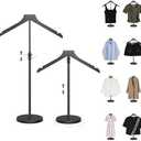 2 Pack Shirt Display Stand, 18-34 Inch Height Adjustable Mannequin Torso for Vendors Shop, More Stable Dress Form Mannequin Stand Clothes Rack, T Shirt Display Holder Jacket Coat Hanger, Black