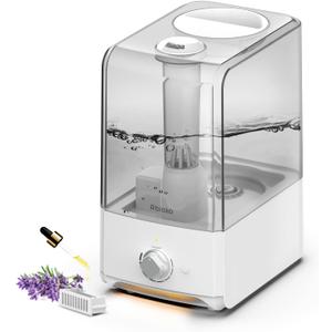 Humidifiers for Large Room Bedroom (6.5L), Cool Mist Ultrasonic Vaporizer for Home Whole House Babies, Customized Humidity, Night Light, Whisper-Quiet (White)