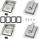 4 Pack Stainless Door Lock Heavy Duty Flush Mount Handle Latch for Trailer Toolbox RV Handle Latch with Gasket Keys