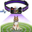 WeChip Wireless GPS Dog Fence Collar - 3 Alerts (0-9 Levels), 66-6560FT Radius, 122H Rechargeable Battery.Waterproof Shock Collar for Lawns, Farms & Walks (Purple)