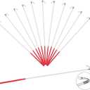 4 x 12 Pack Gymnastic Batons Ribbon Sticks 19 Inch Gymnastics Sticks, White Rod Red Handle, Portable Ribbon Pole Wand, No Ribbons Included