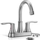 Phiestina 4 Inch 2 or 3 Hole Brushed Nickel Bathroom Sink Faucet RV Swivel 2 Handle Centerset Bath Vanity Faucet, with Water Supply line & Metal Pop-up Drain,TY36-BN