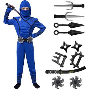 Spooktacular Creations Halloween Ninja Costume, Ninja Outfit Set for Kids, Halloween Costumes for Boys Dress Up Party,5-7 years