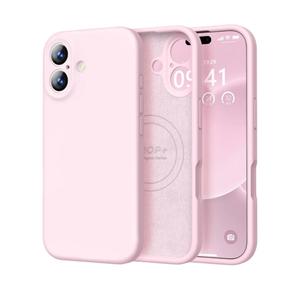 Vooii Magnetic for iPhone 17 Case, Compatible with Magsafe (Premium Liquid Silicone) (Integrated Camera Control Button) Full Body Protective Anti-Scratch Microfiber Lining 6.3", Chalk Pink