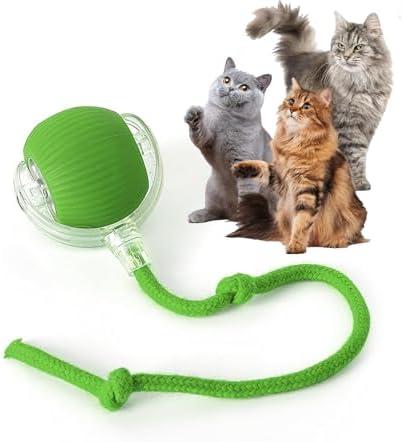 Rocfish Durable Interactive Cat Toys for Indoor Cats, Smart Automatic Cat Chase Ball Toy, Upgraded Speedy Tail Kitten Toy for Bored Indoor Adult Pets (Green)
