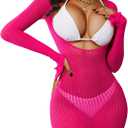 Fishnet Swimming Cover Up for Women - Summer Beach Mini Dress Swimsuit Cover-Up for 2025 (One Size, Pink)