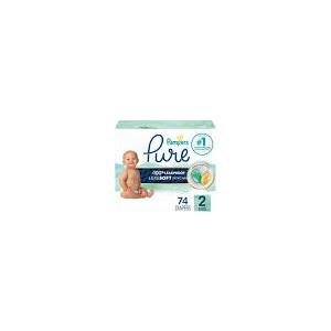 Pampers Baby Diapers  Pure Protection  Size 2, 74 Count, for up to 100% Leakproof, Premium Plantbased Skin Protection