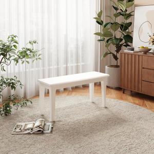 Wilk Wooden Entryway Bench, 39’’ Indoor End of Bed Bench, 100% Solid Oak Wood (White)