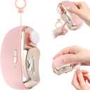 3-in-1 Electric Nail Clippers, Upgrade Electric Nail Clippers for Kids or Adults, Electric Polishing Nail Clipper with Collector, Excellent Electric Nail Trimmer Gift for Your Loves (Cute-Pink)