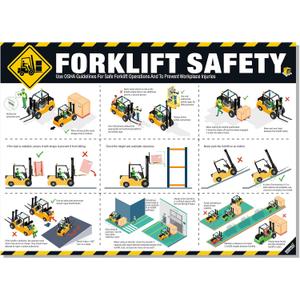 Forklift Safety Poster OSHA Compliance Guide for Workplace & Warehouse, Forklift Operation Rules, Forklifts Safe Rules Poster 18"x24", Industrial Poster Waterproof, Tear-Resistant